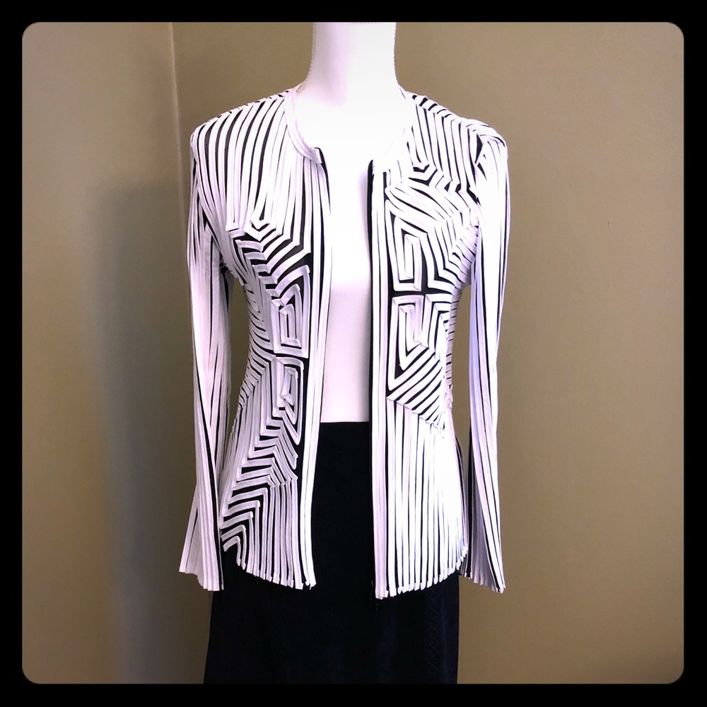 Obstinee  black and white geometric jacket